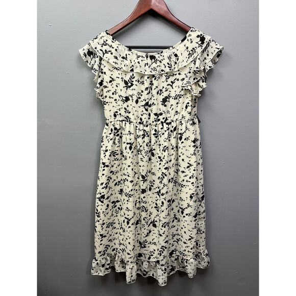 CONVERSE Dress Womens small floral dress cap sleeves ruffles feminine Skater - Picture 2 of 7